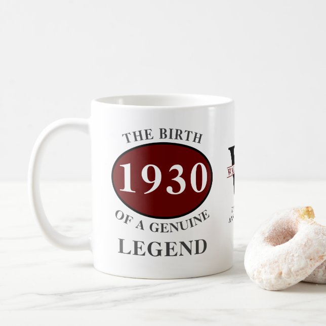 Personlig Birthday 1930 Monogram Legend Namn Kaffemugg (Med munk)