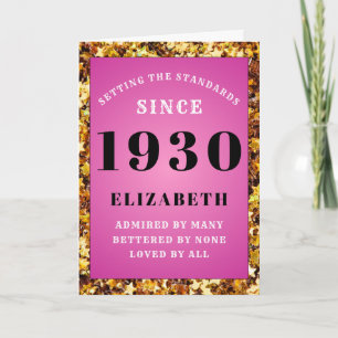 Personlig Birthday 1930 Rosa Guld Glitter Girly Kort