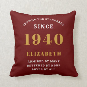 Personlig Birthday 1940 Elegant Chic Red Guld Kudde