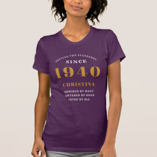 Personlig Birthday 1940 Lila Guld Chic Cute T Shirt