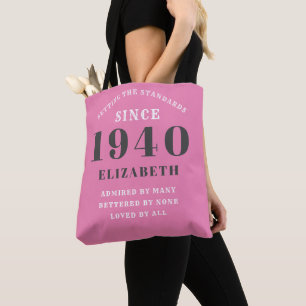 Personlig Birthday 1940 Namn Grått Rosa Girly Tygkasse