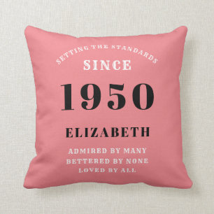 Personlig Birthday 1950 Girly Rosa Cute Chic Kudde
