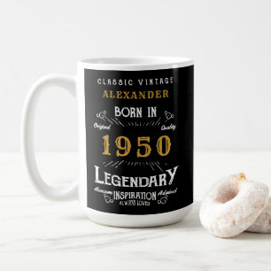 Personlig Birthday 1950 Legendary Black Guld Kaffemugg