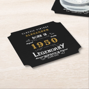 Personlig Birthday 1950 Legendary Black Guld Underlägg Papper