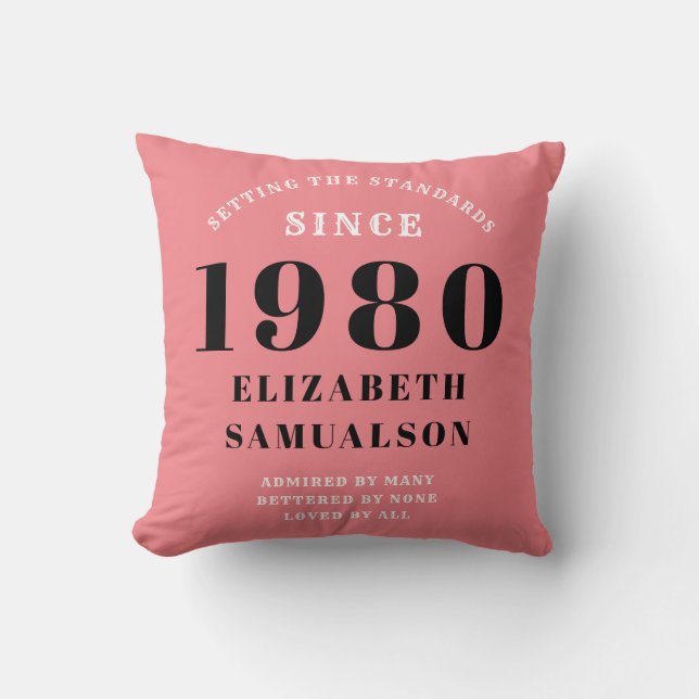 Personlig Birthday 1980 Rosa Setting Standards Kudde (Framsida)