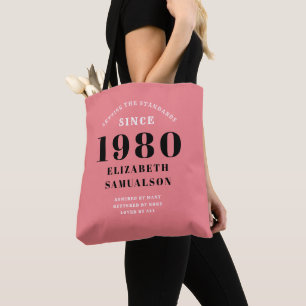 Personlig Birthday 1980 Rosa Setting Standards Tygkasse