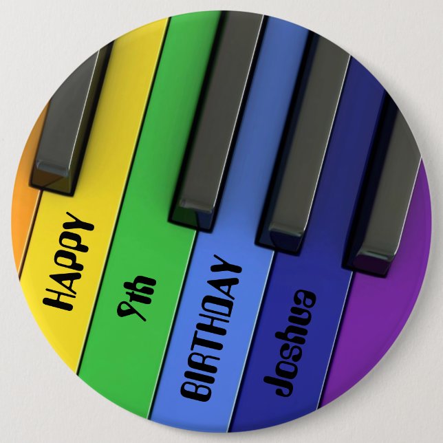 Personlig Birthday Badge - Birthday Piano Knapp (Framsida)