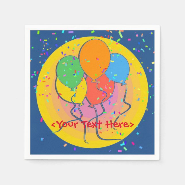 Personlig Birthday Balloons Napkins Pappersservett (Framsidan)