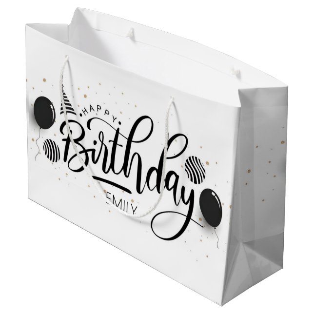 Personlig Birthday Black and white Rand (Baksidan Vinklad)