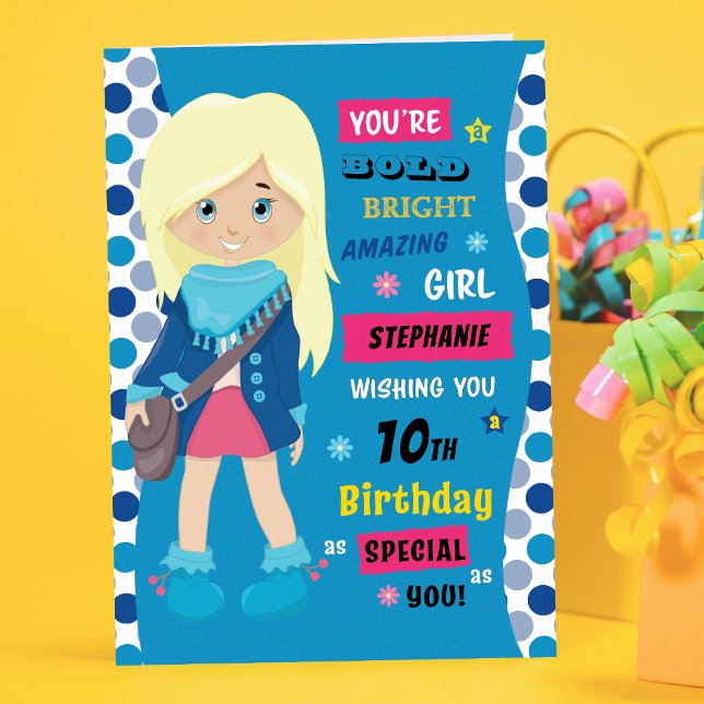 Personlig Birthday - Blonde Girl Kort (Skapare uppladdad)