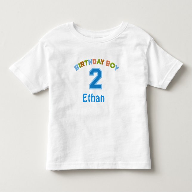 Personlig Birthday Boy (2 år) T Shirt (Framsida)