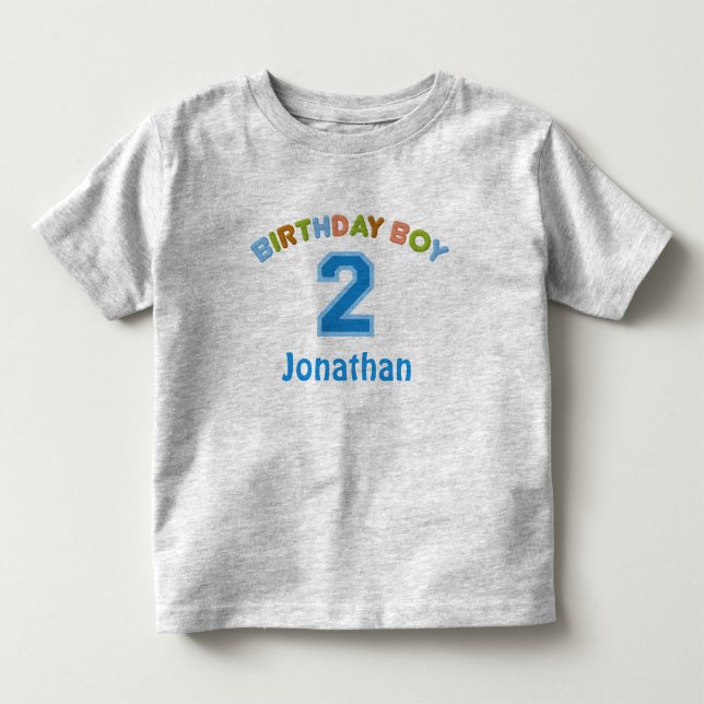 Personlig Birthday Boy (2 år) T Shirt (Framsida)