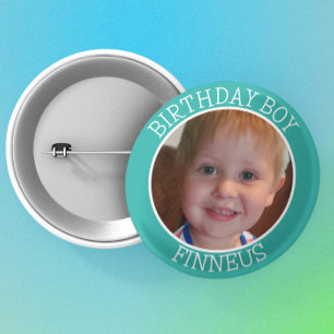 Personlig Birthday Boy Namn och Photo Knapp