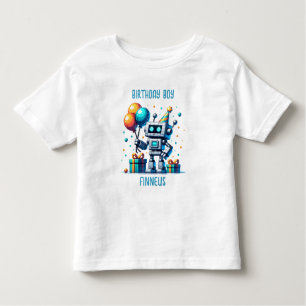 Personlig Birthday Boy Pixel Robot T Shirt