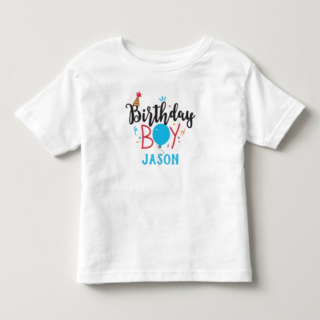 Personlig Birthday Boy T Shirt (Framsida)