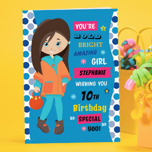 Personlig Birthday - Brunette Girl Kort