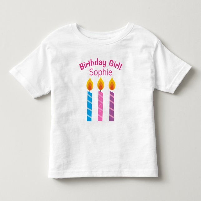 Personlig Birthday Candles Småbarn T-Shirt (Framsida)