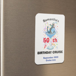 Personlig Birthday Cruise Anchor Cocktail Magnet