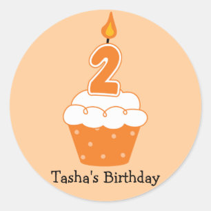 Personlig Birthday Cuptårta Stickers Runt Klistermärke