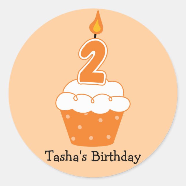 Personlig Birthday Cuptårta Stickers Runt Klistermärke (Framsida)