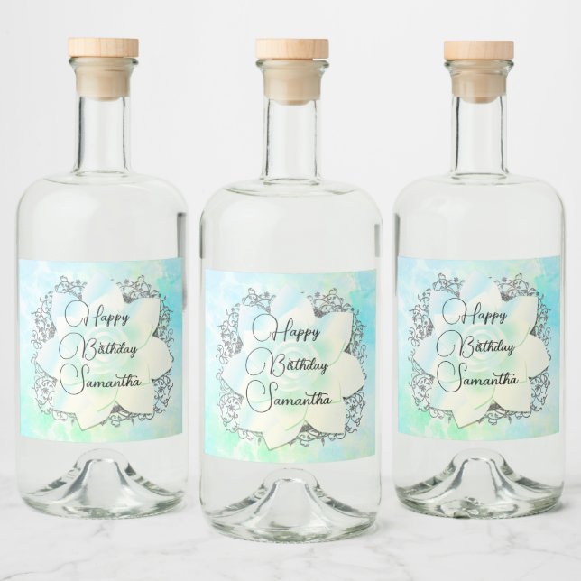 Personlig Birthday Dreamy Pastels Lotus Flower Spritflaskor Etikett (Flaskor)