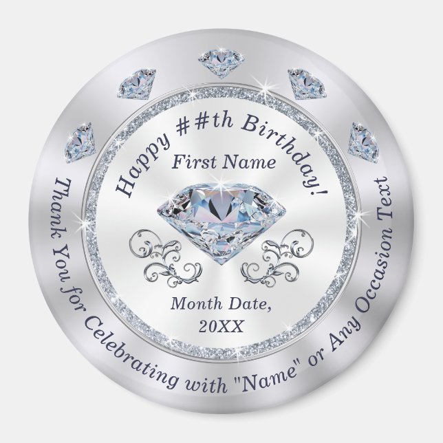 Personlig Birthday Favors, årsdag efter år Magnet (Framsidan)