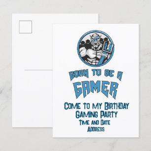 Personlig Birthday Gaming Party Inbjudan Vykort