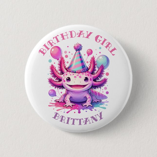 Personlig Birthday Girl | Anime Axolotl Knapp (Framsida)