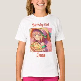 Personlig Birthday Girl | Anime Pizza Party T Shirt