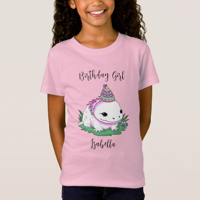 Personlig Birthday Girl Axolotl T Shirt (Framsida)