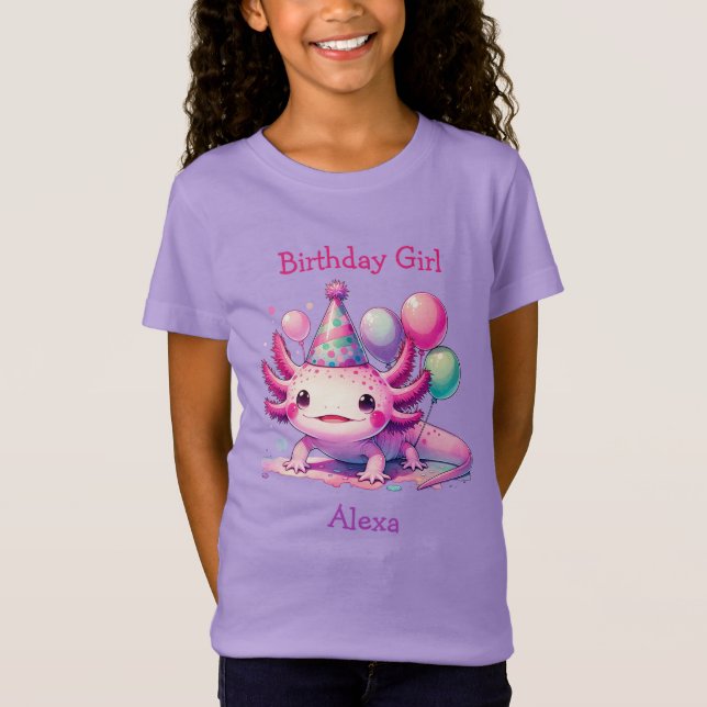 Personlig Birthday Girl | Axolotl Themme T Shirt (Framsida)