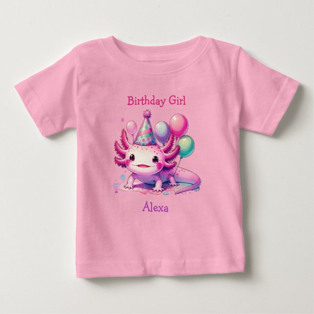 Personlig Birthday Girl | Axolotl Themme T Shirt (Framsida)
