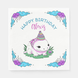 Personlig Birthday Girl Axolotl Thmet Pappersservett
