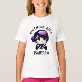 Personlig Birthday Girl Gaming Anime Girl Gamer T Shirt