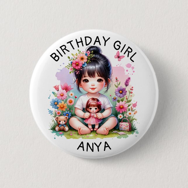 Personlig Birthday Girl Knapp (Framsida)