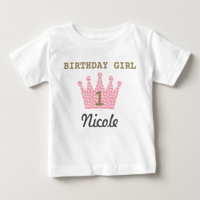 Personlig Birthday Girl Krona Shirt T Shirt (Framsida)