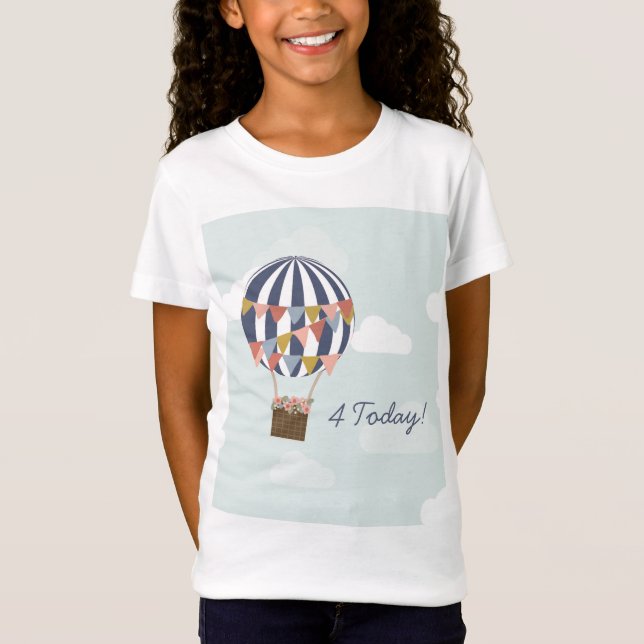 Personlig Birthday Girl T-shirt Luftballong (Framsida)