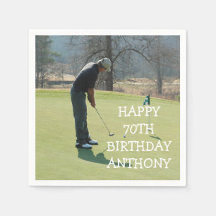 Personlig Birthday Golfer 70th Photo Pappa Par Pappersservett