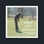 Personlig Birthday Golfer 80th Photo Pappa Par Pappersservett<br><div class="desc">Personlig,  foto,  modern,  golfer,  sport,  80:e födelsedagservar. Perfekt till pappa,  morfar,  styvpappa. Golfer-presentidé. Anpassa den med ett år.</div>