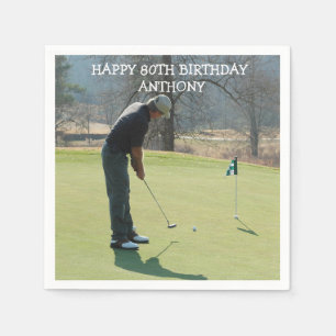 Personlig Birthday Golfer 80th Photo Pappa Par Pappersservett