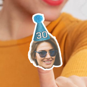 Personlig Birthday Hat Sticker, Birthday Ansikte Klistermärken