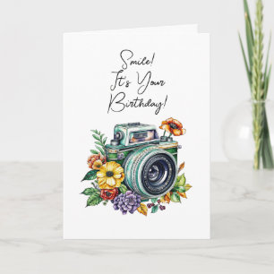 Personlig Birthday Kamera för Vintage Kort