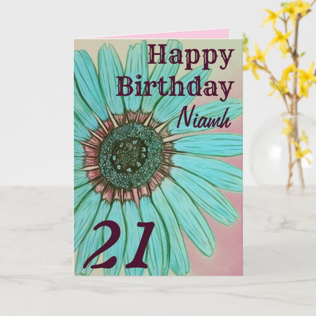 Personlig Birthday Kort (Gul blomma)