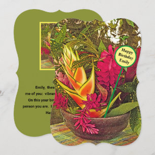PERSONLIG BIRTHDAY-KORT/VIBRANT TROPICAL FLOWER