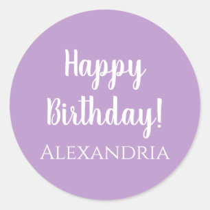 Personlig Birthday Lila Lilac Grattis på födelseda Runt Klistermärke