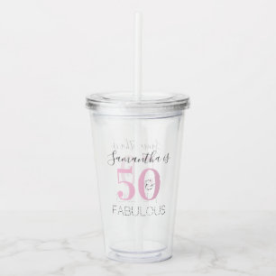 Personlig Birthday Modern Rosa 50 och Fabulous Take Away Mugg