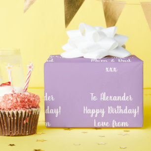 Personlig Birthday Modern Typography Lilac Presentpapper