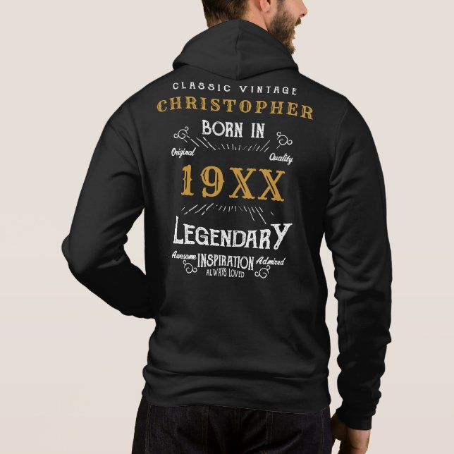 Personlig Birthday Monogram Legendary Far T Shirt (Baksida)