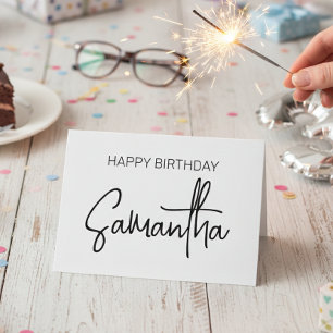 Personlig Birthday Monogram namn Calligraphy Kort