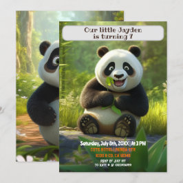 Personlig Birthday Panda Kids Namn Age Inbjudningar